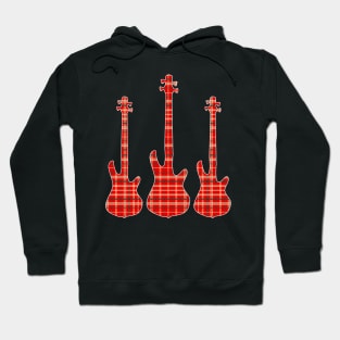 Red Black Plaid Matching Christmas Pattern Bass Player Hoodie